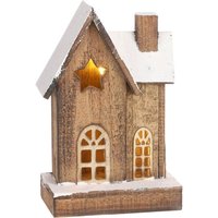 Mica Decorations LED Dekofigur Holz Haus 31 cm braun von MICA DECORATIONS