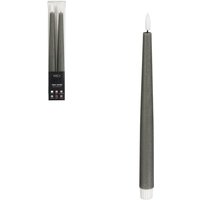 Mica Decorations LED Spitzkerze batteriebetrieben grau Ø 2 x 29 cm warmweiß 2 Stück von MICA DECORATIONS