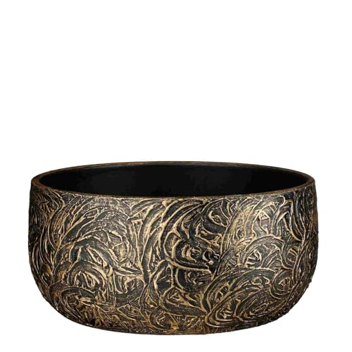 MICA Decorations Blumentopf Arthur - 37x37x15 cm - Terrakotta - Gold von MICA Decorations