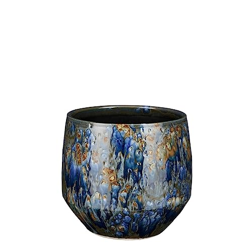 MICA Decorations Harris Blumentopf - 20x20x18 cm - Keramik - Blau von MICA Decorations