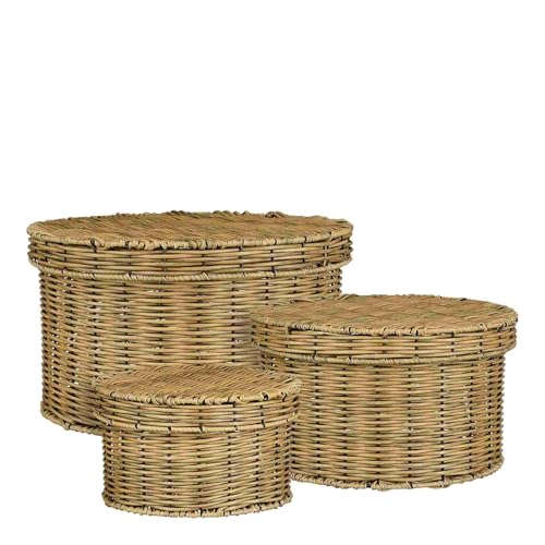 Mica Decorations Korb Liam - 44x44x26 cm - Polyester - Braun - 3er Set von MICA Decorations
