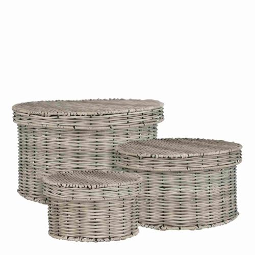 Mica Decorations Korb Liam - 44x44x26 cm - Polyester - Grau - 3er Set von MICA Decorations