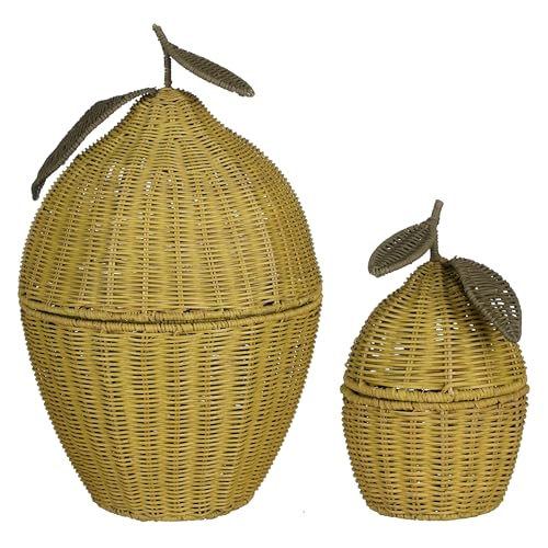 Mica Decorations Korb Lid - 30x30x48 cm - Rattan - Gelb - 2er Set von MICA Decorations