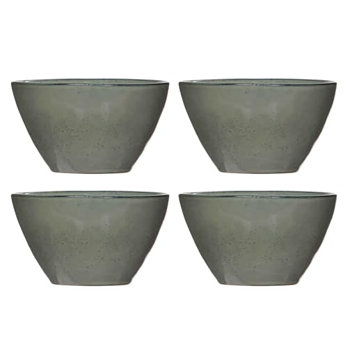 MICA Decorations Tabo Essgeschirr - 14x14x6 cm - Keramik - Grau - Staz von 4 von MICA Decorations