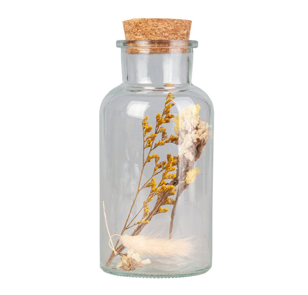 Kunstblume Flasche mit Trockenblumen - braun/gelb/hellrosa - aus Glas - ca. 8 x 1, MICA von MICA