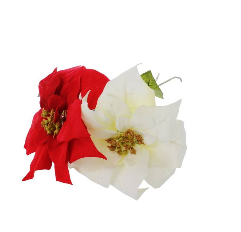 Kunstblume Weihnachtssternzweig rot/weiß - ca. 68 cm - 1 Stück, MICA von MICA