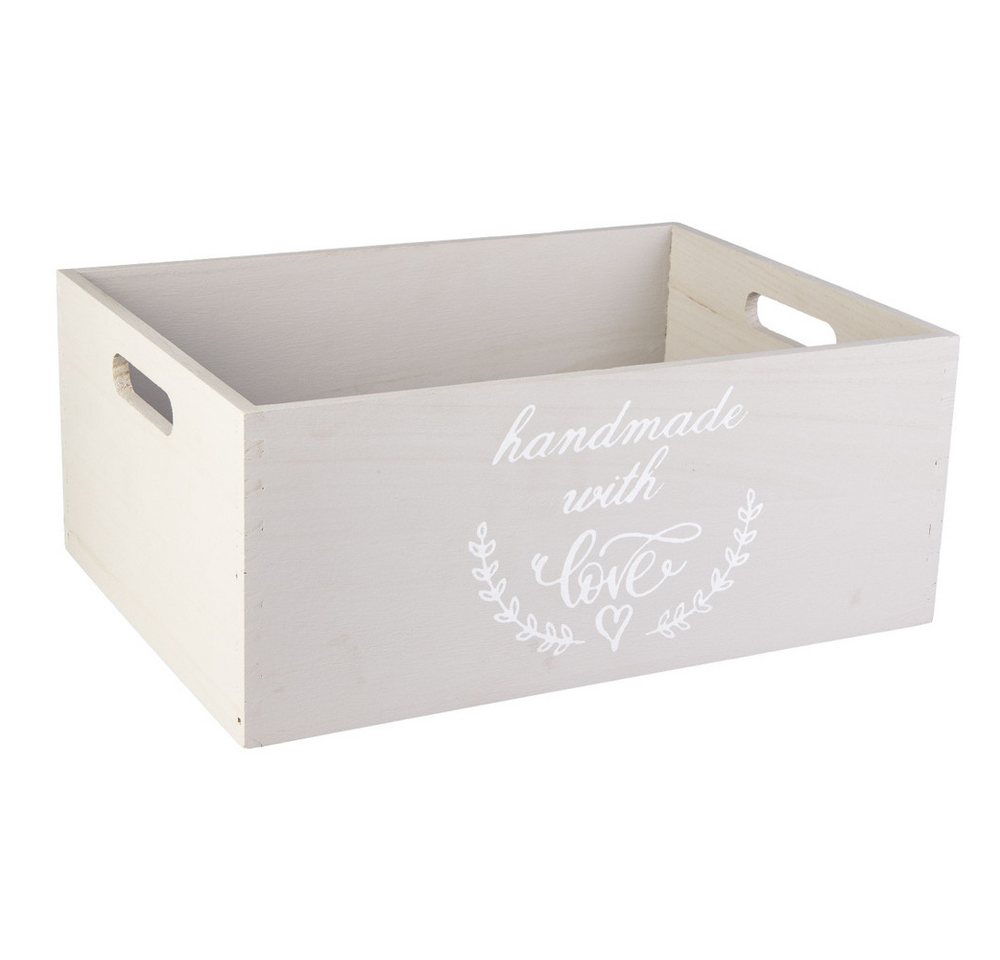 MICA Aufbewahrungsbox Kiste - handmade with love - sandbeige - offen - Größe S - ca. 26 x 16 von MICA