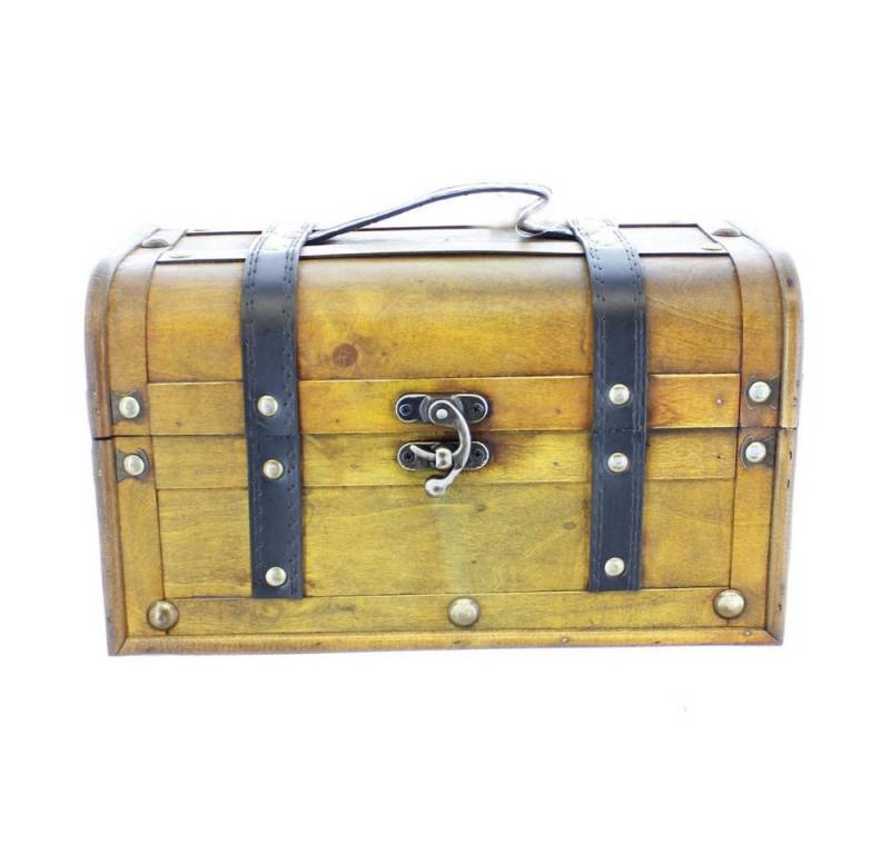 MICA Aufbewahrungsbox Truhe - S - braun/schwarz - aus Holz - ca. 25 x 13 x 13 cm von MICA