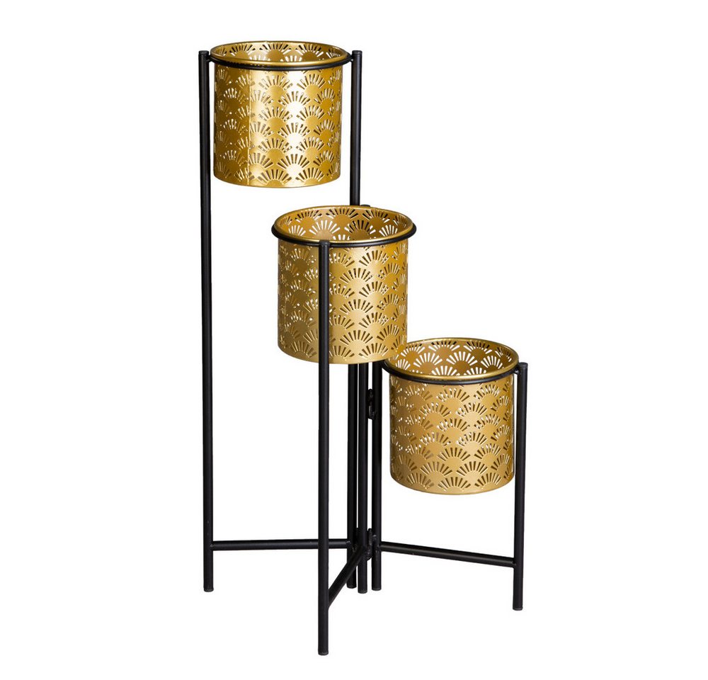 MICA Blumentopf Pflanzetagere - 3 Töpfe - gold/schwarz - aus Metall - ca. 25 x 25 x 55 MICA Blumentopf Pflanzetagere - 3 Töpfe - gold/schwarz - aus Metall - ca. 25 x 25 x 55 von MICA