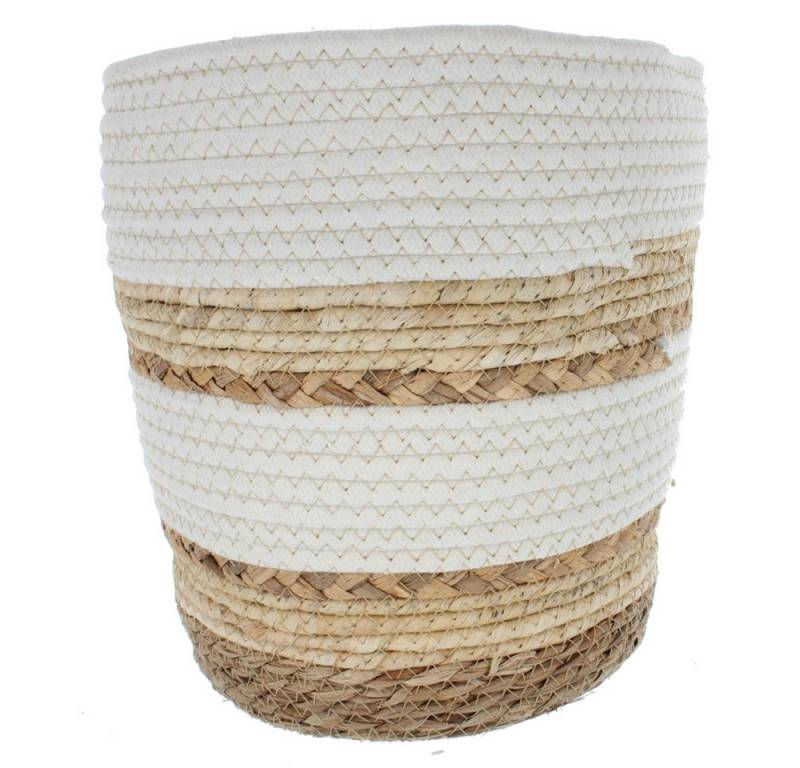 MICA Blumentopf Pflanzkorb braun/weiß gestreift - ca. 14 x 13 cm von MICA