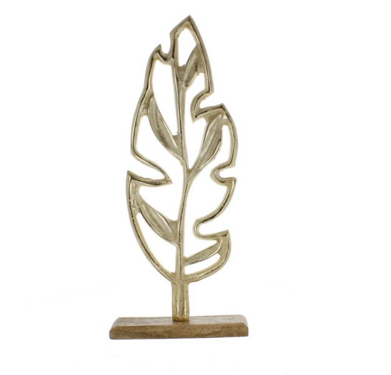 MICA Dekofigur Blattsilhouette gold/braun - ca. 16 x 5 x 42 cm von MICA