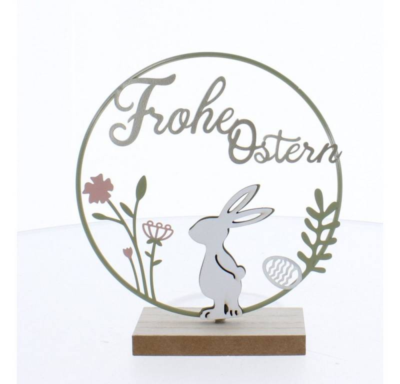 MICA Dekofigur Dekoring Frohe Ostern auf Brett grün - ca. 15 x 5 x 17 cm von MICA
