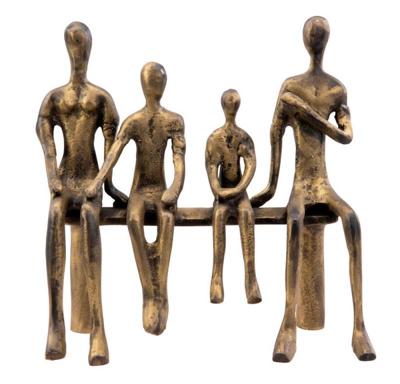 MICA Dekofigur Familie auf Bank sitzend - Metall - gold - ca. 21,5 x 11 x 24 cm von MICA