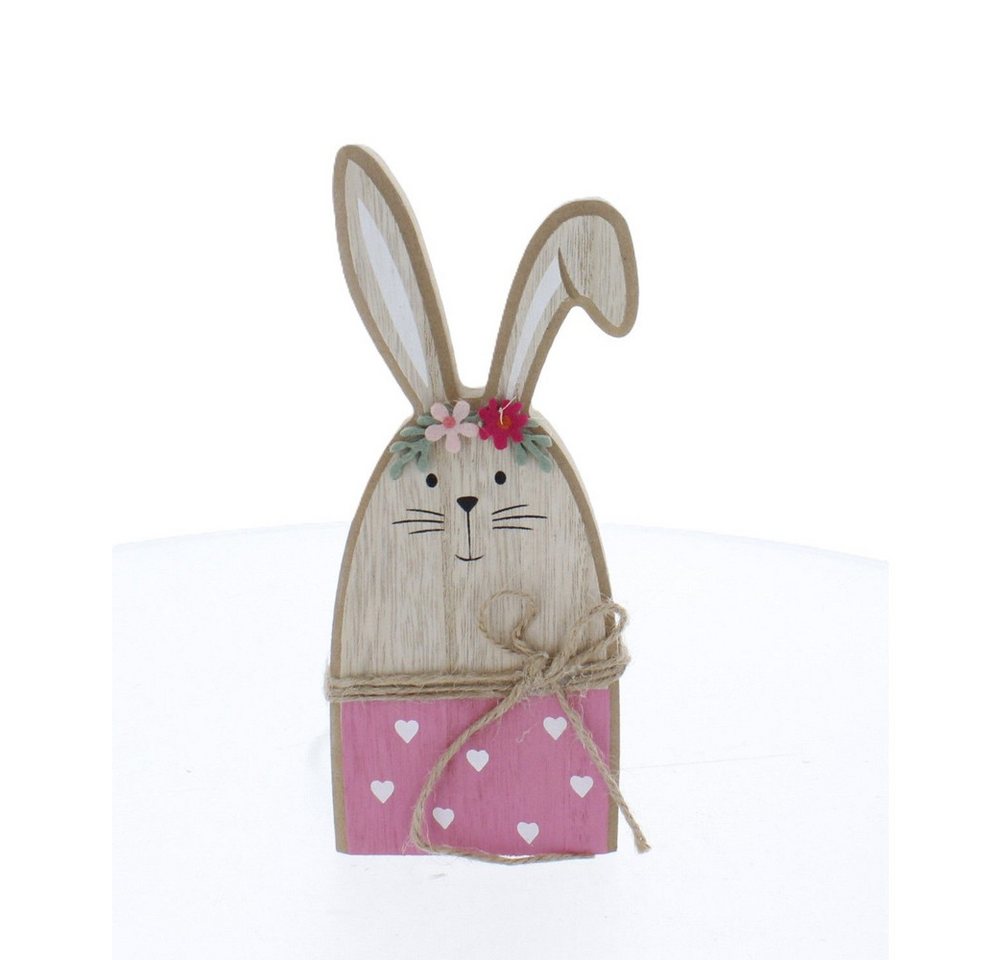 MICA Dekofigur Hase - Holz - braun/pink - ca. 7x2x20 cm von MICA