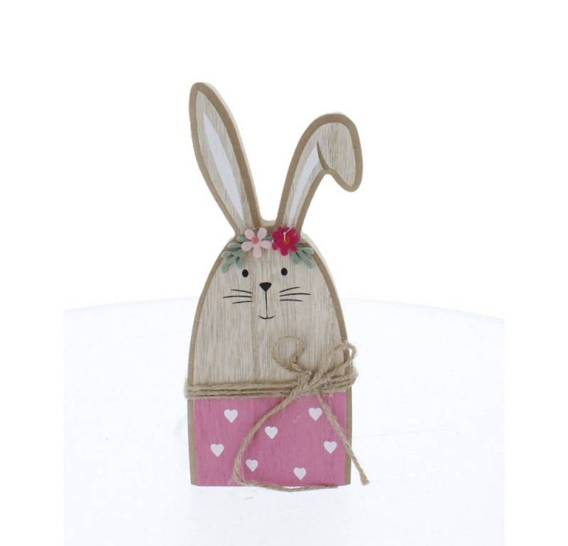 MICA Dekofigur Hase - Holz - braun/pink - ca. 7x2x20 cm von MICA