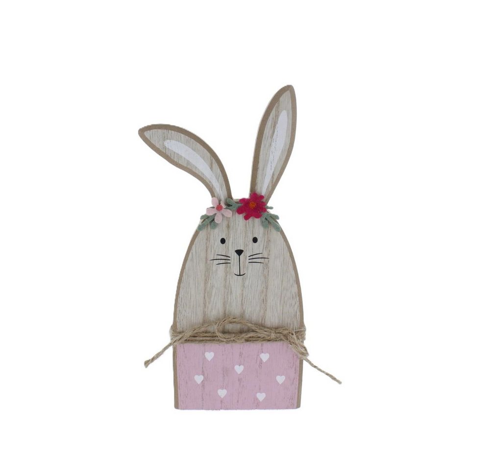 MICA Dekofigur Hase - Holz - braun/rosa - ca. 10x2x24 cm von MICA
