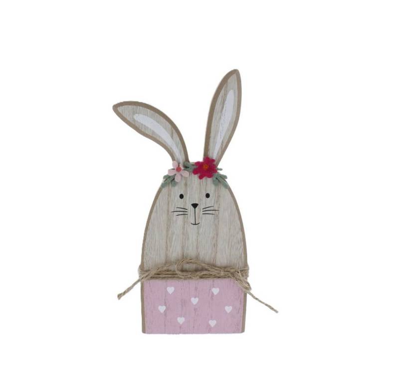 MICA Dekofigur Hase - Holz - braun/rosa - ca. 10x2x24 cm von MICA