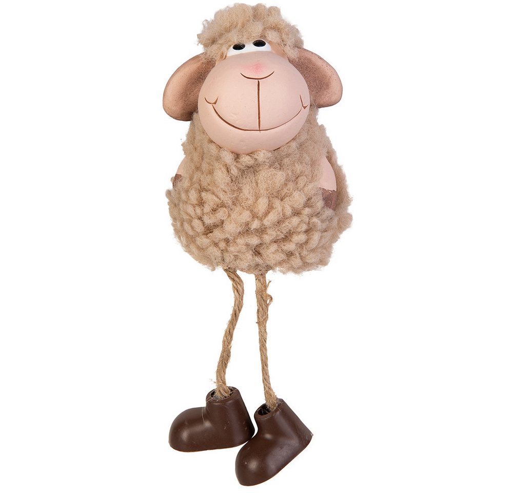 MICA Dekofigur Schaf mit Fell braun - ca. 6 x 5,5 x 7,5 cm von MICA