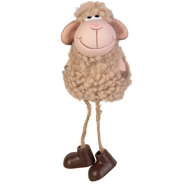 MICA Dekofigur Schaf mit Fell braun - ca. 6 x 5,5 x 7,5 cm von MICA