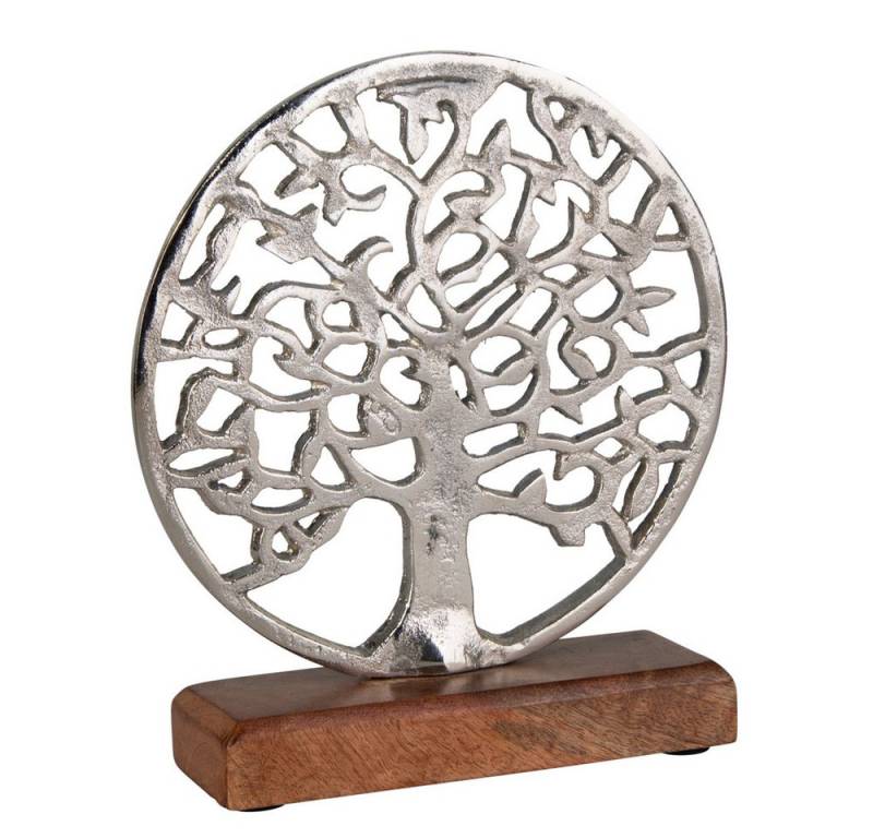 MICA Dekofigur Standdeko - Lebensbaum - Holz, Metall - ca. 17,5 x 5 x 20 cm von MICA