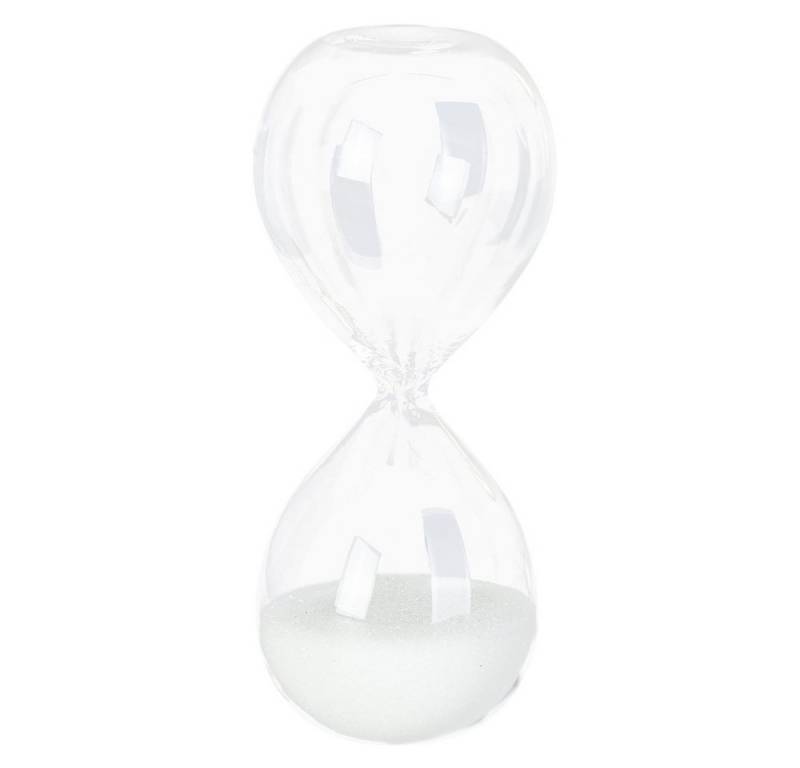 MICA Dekofigur Standdeko - Sanduhr - aus Glas - ca. 5 x 5 x 12,5 cm - weiß von MICA