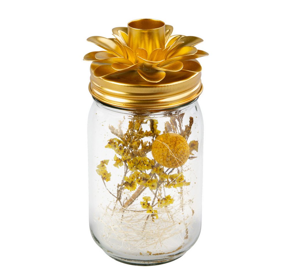 MICA Dekolicht Kerzenhalter mit Trockenblumen gold/gelb - ca. 8 x 8 x 15,5 cm MICA Dekolicht Kerzenhalter mit Trockenblumen gold/gelb - ca. 8 x 8 x 15,5 cm von MICA