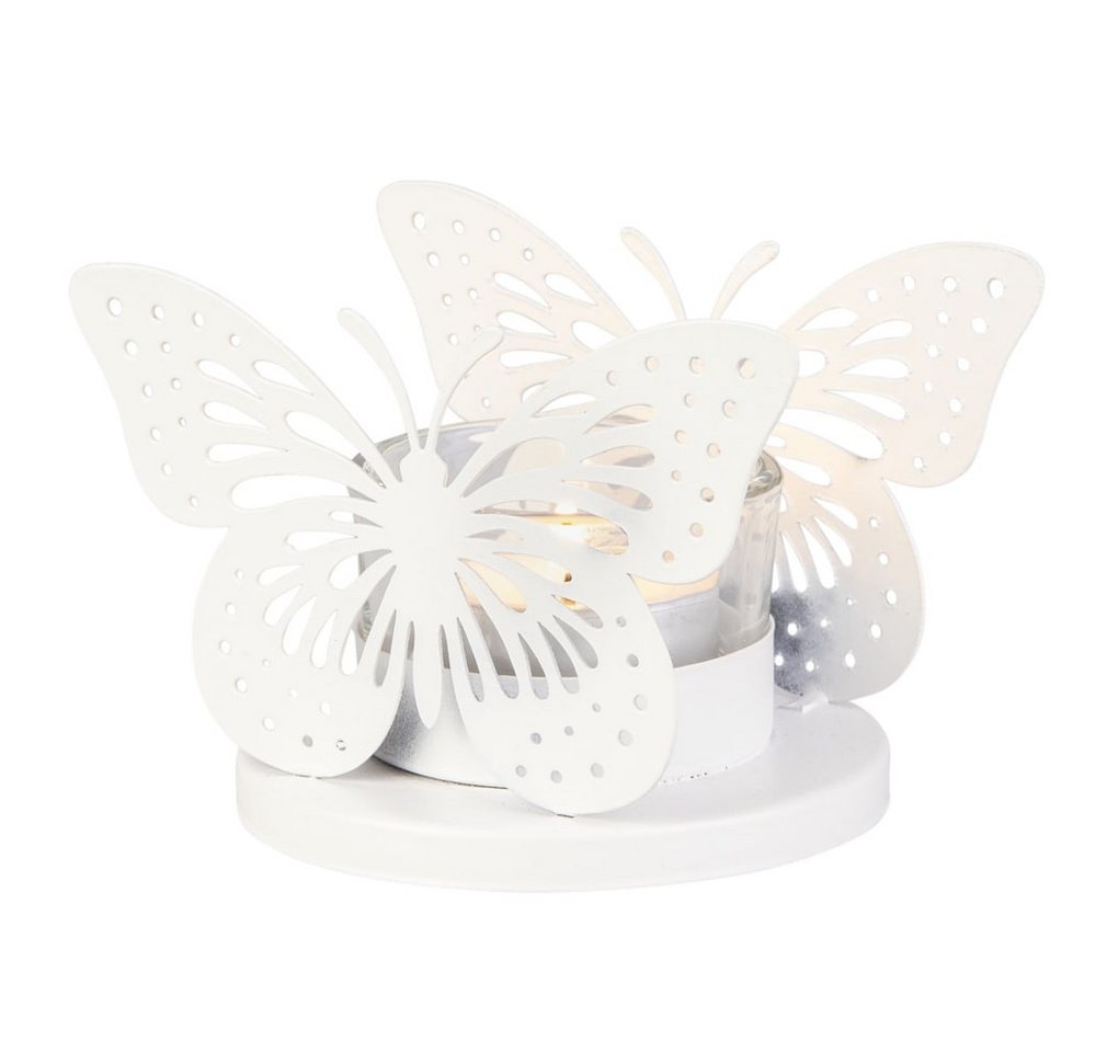 MICA Dekolicht Teelichthalter - Schmetterling oder Blume - weiß - ca. 8 x 8 x 8 cm - MICA Dekolicht Teelichthalter - Schmetterling oder Blume - weiß - ca. 8 x 8 x 8 cm - von MICA