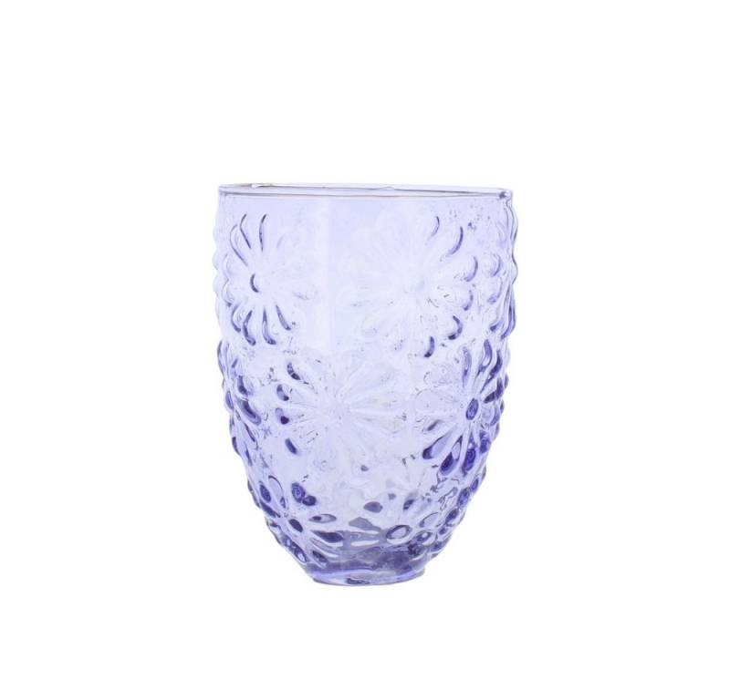 MICA Dekolicht Windlicht Blumen blau - ca. 10 x 13 cm von MICA