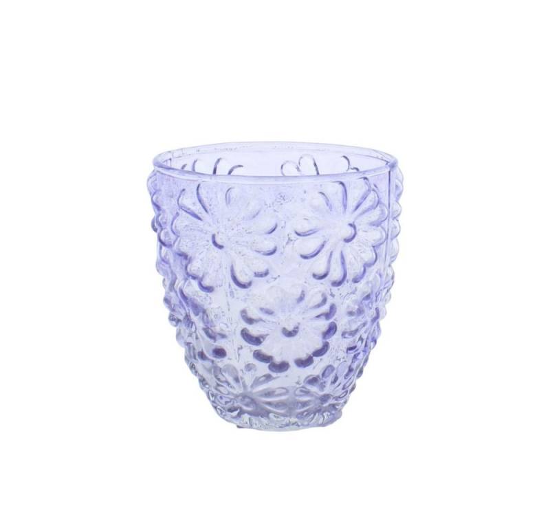 MICA Dekolicht Windlicht Blumen blau - ca. 9 x 10 cm von MICA