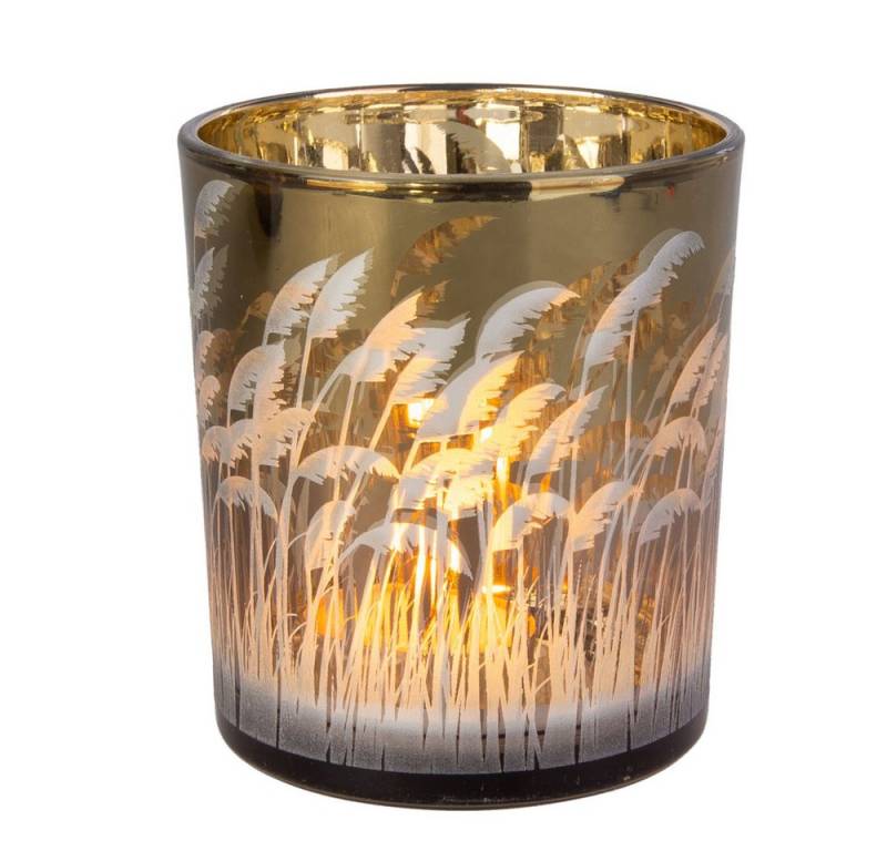 MICA Dekolicht Windlicht - Gräser - braun - ca. 9 x 10 cm von MICA