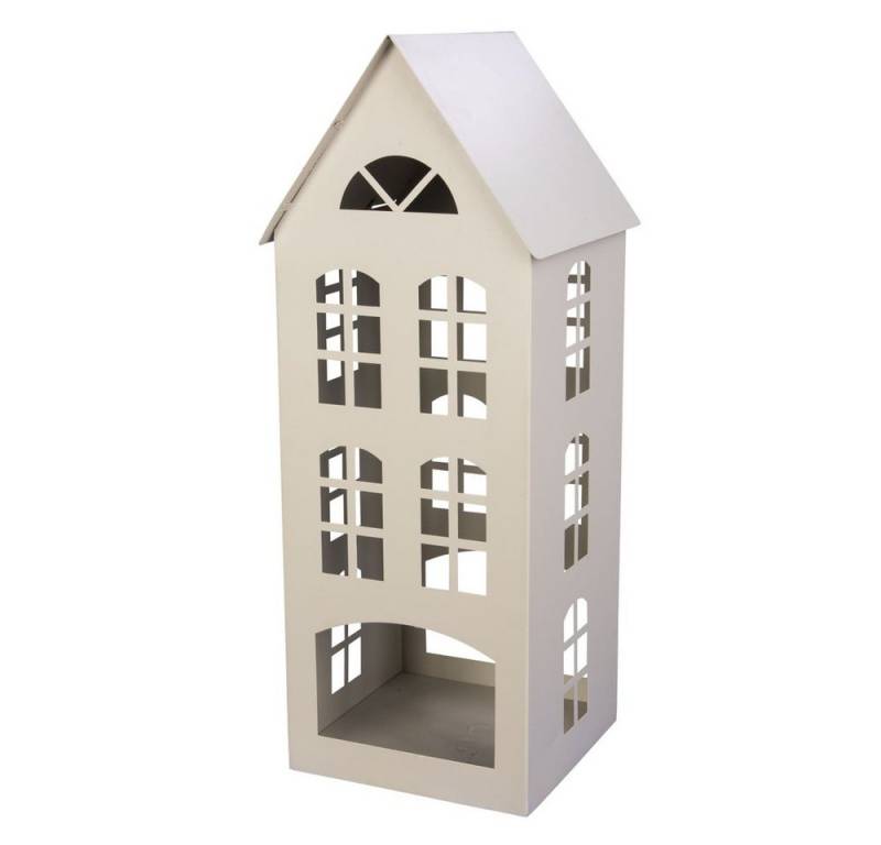 MICA Dekolicht Windlicht Haus - weiß - klein - ca. 17 x 16,5 x 42 cm von MICA