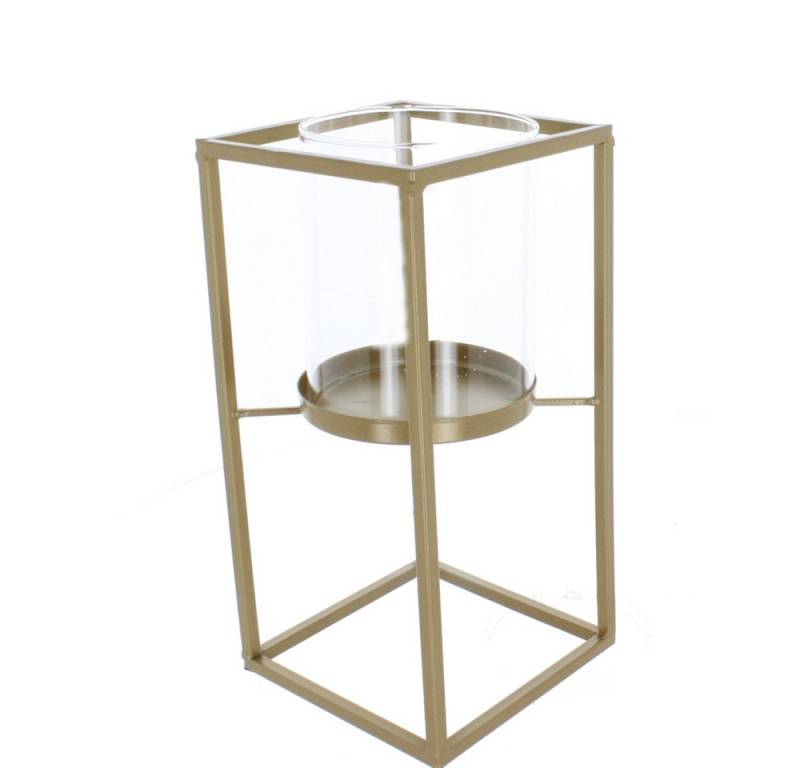 MICA Dekolicht Windlicht Säule gold/klar - ca. 12 x 12 x 24 cm von MICA