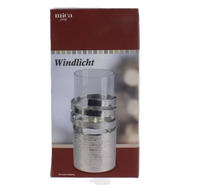 MICA Dekolicht Windlicht Zylinder - klar/silber - ca. 8 x 21 cm MICA Dekolicht Windlicht Zylinder - klar/silber - ca. 8 x 21 cm von MICA