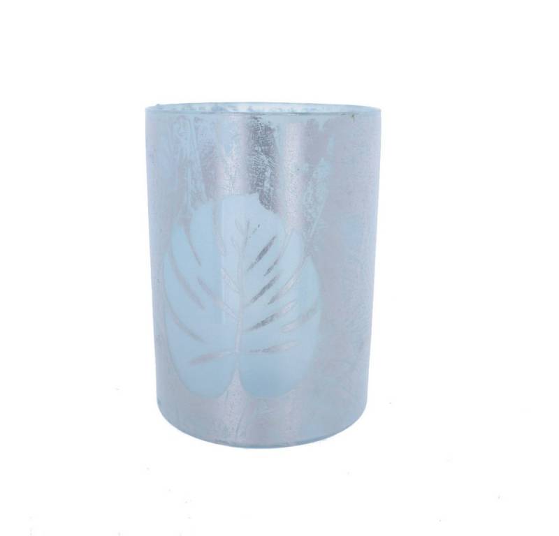 MICA Dekolicht Windlicht mit Blättermotiv - ca. 13 x 20 cm - türkis von MICA