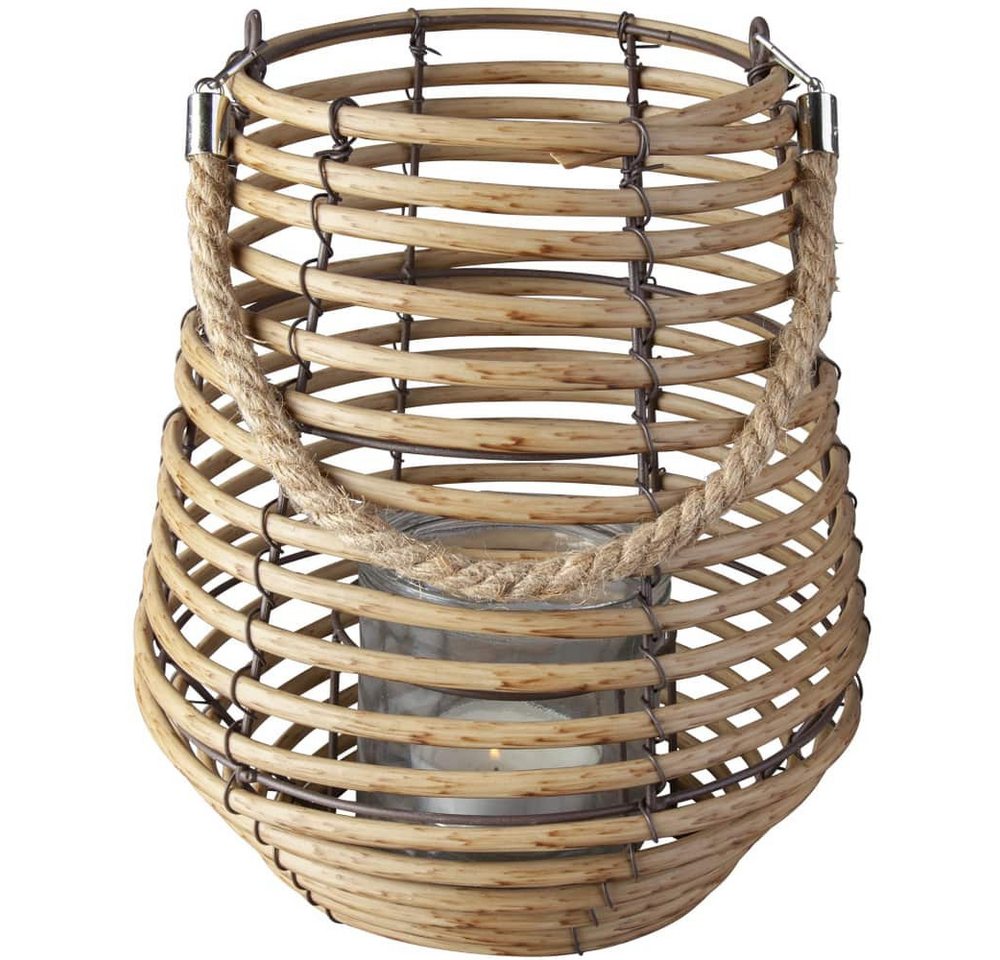 MICA Dekolicht Windlicht - mit Rattan - 16 x 26 cm von MICA