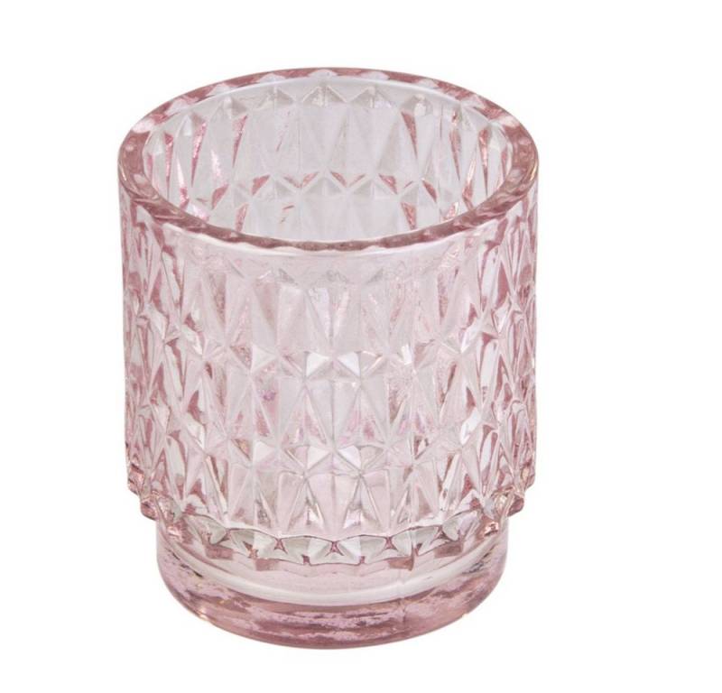 MICA Dekolicht Windlicht rosa mit Stuktur - aus Glas - ca. 7 x 8 cm von MICA