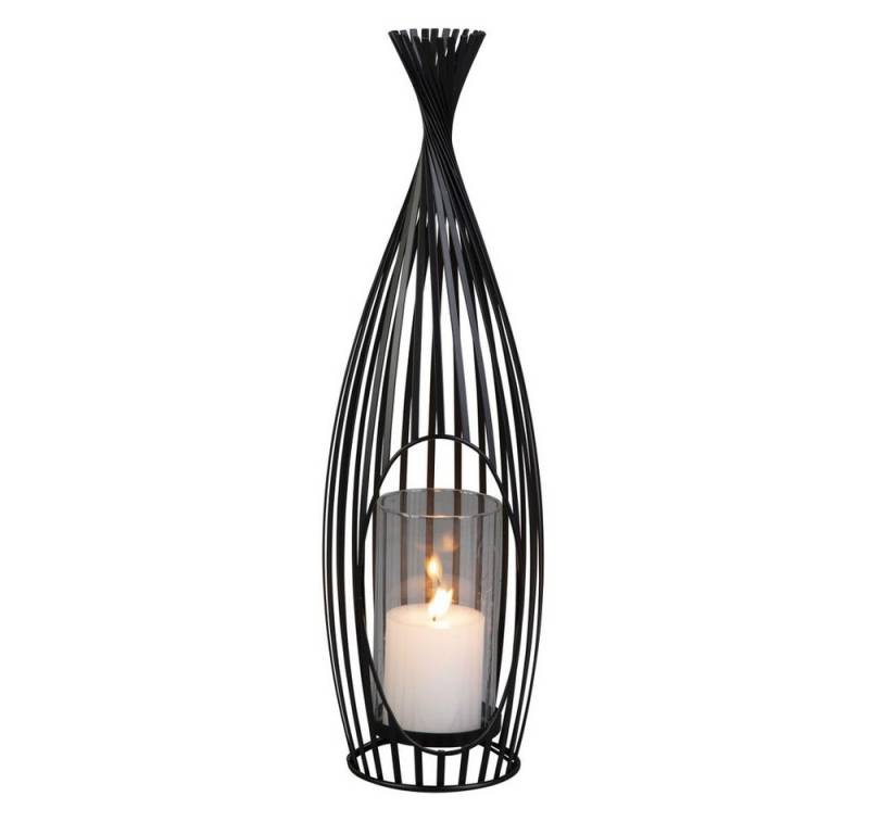MICA Dekolicht Windlicht - schwarz - aus Metall und Glas - ca. 16 x 15 x 50,5 cm von MICA