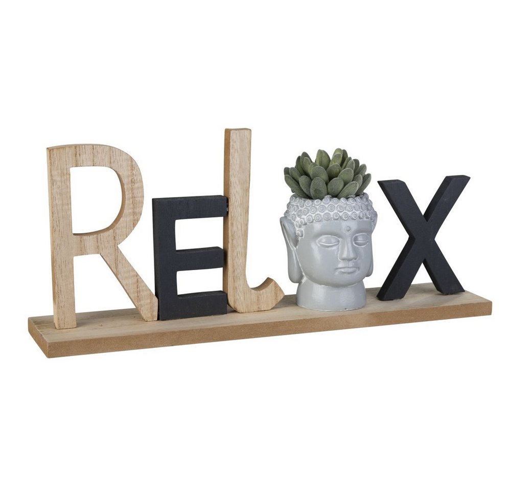 MICA Dekoobjekt Schriftzug - Relax - mit Kunstblume - ca. 38 x 8 x 16 cm von MICA