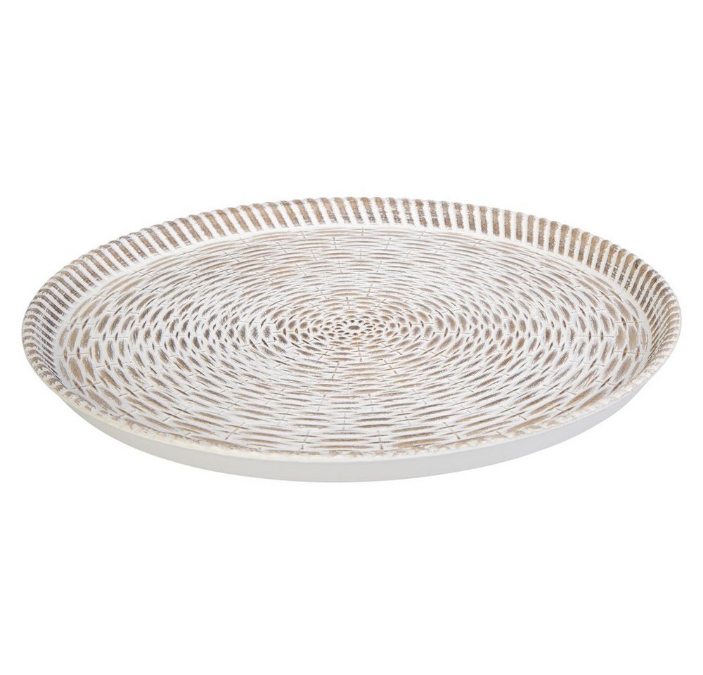 MICA Dekoteller Dekotablett rund - aus Holz - ca. 40 x 40 x 2,2 cm von MICA