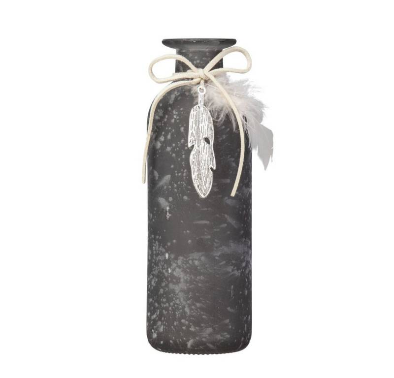 MICA Dekovase Glas-Vase in Flaschenform- schwarz, grau - ca. 5,5 x 16,5 cm von MICA