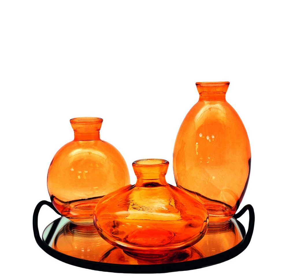 MICA Dekovase Tablett mit 3 Vasen - orange - ca. 18 x 13 cm von MICA
