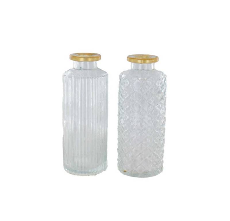 MICA Dekovase Vase Flasche klar/gold - ca. 5,5 x 13 cm - 1 Stück von MICA