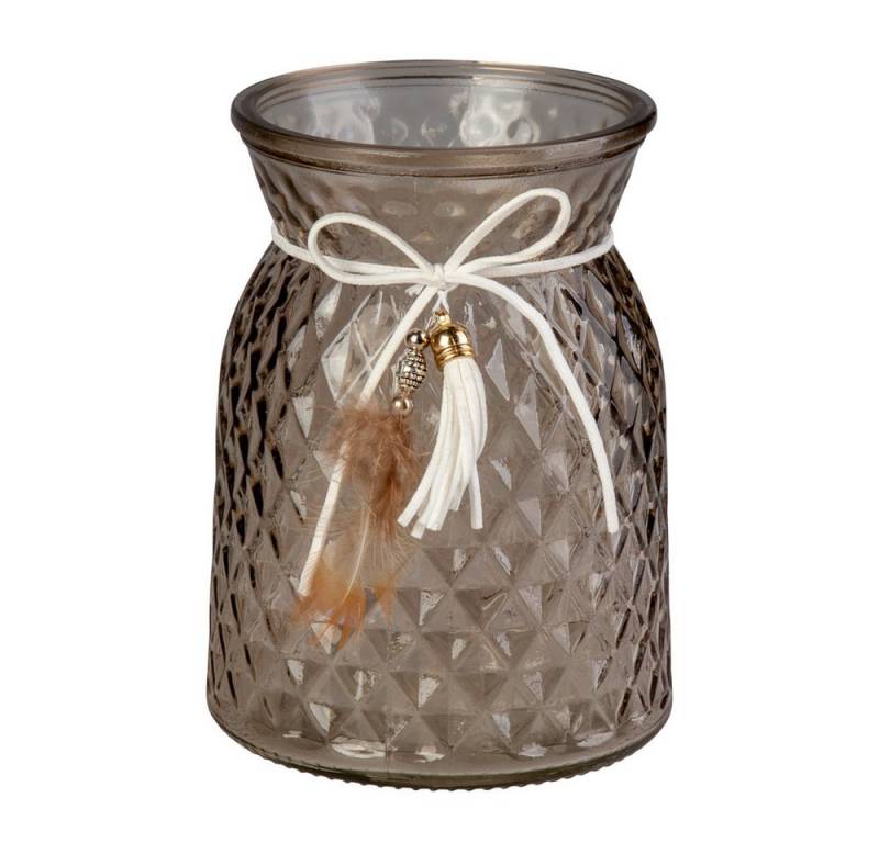 MICA Dekovase Vase mit Dekoband - aus Glas - ca. 12 x 16 cm von MICA