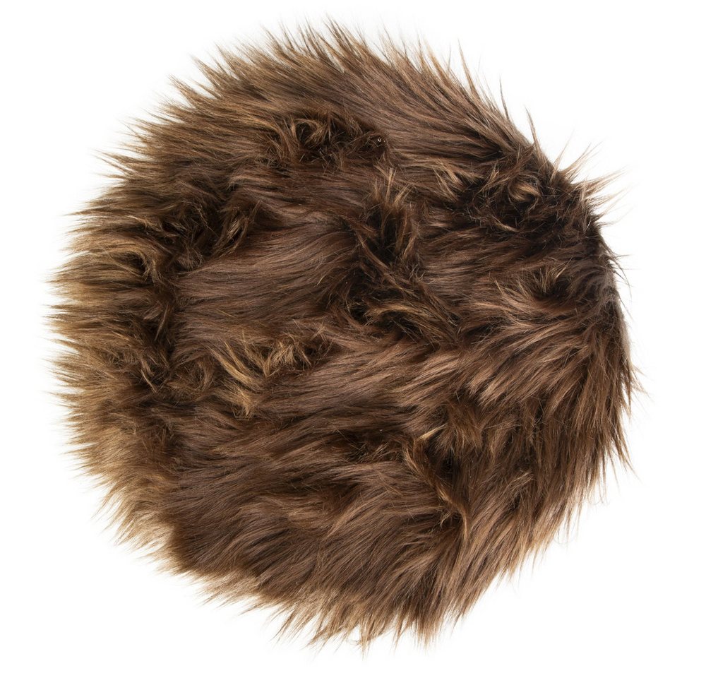 MICA Fellteppich Dekofell rund - braun - ca. 35 x 2,3 cm, Höhe: 2,3 mm von MICA