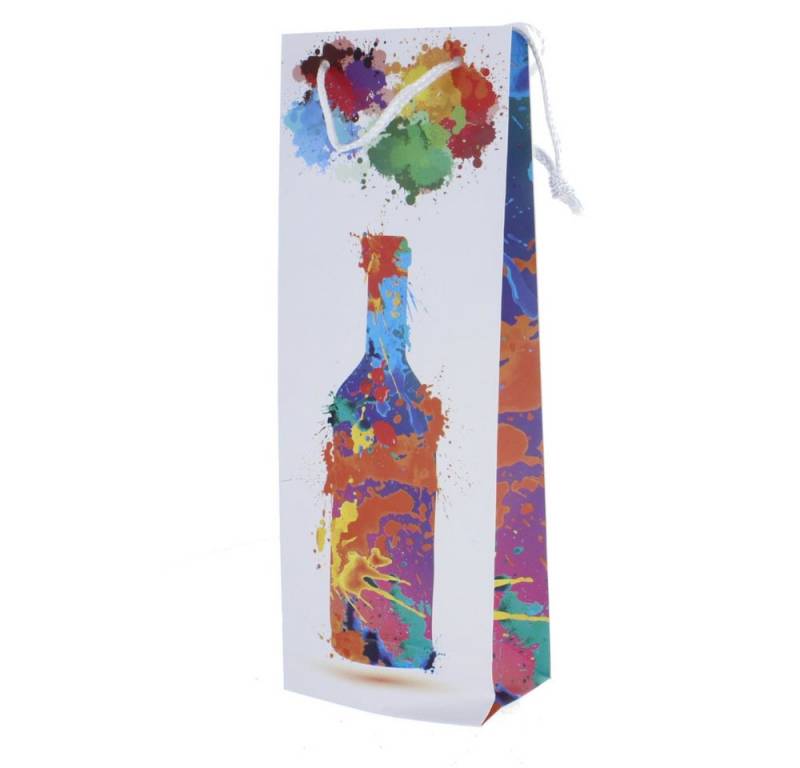 MICA Geschenkbox Flaschentasche bunte Flasche - ca. 13 x 8,5 x 36 cm von MICA