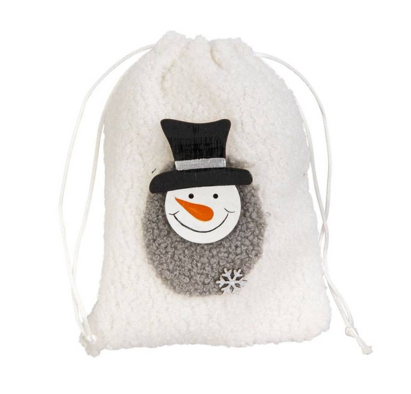 MICA Geschenkbox Geschenksäckchen - Schneemann - weiß - ca. 18,5 x 13,5 cm von MICA