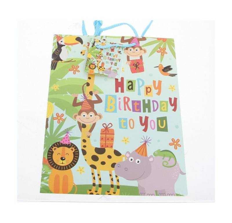 MICA Geschenkbox Geschenktasche Dschungeltiere - ca. 17,5 x 9,5 x 22,5 cm von MICA