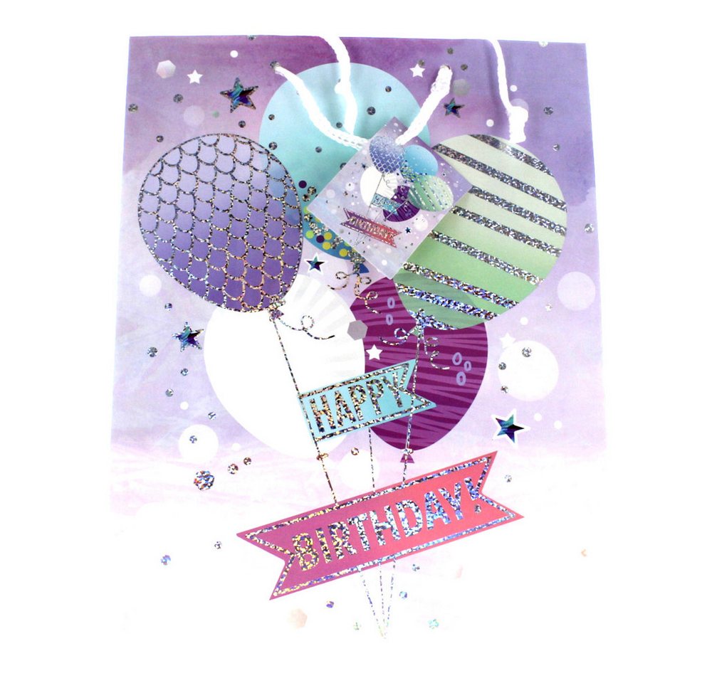 MICA Geschenkbox Geschenktasche - Happy Birthday - holographisch - ca. 26 x 12,5 x 32 c von MICA