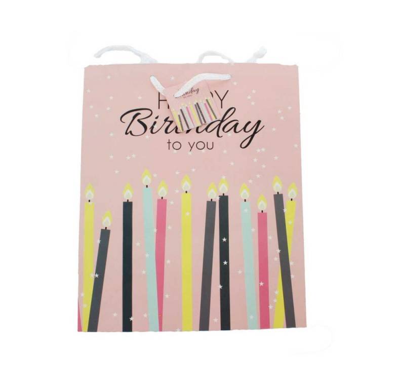 MICA Geschenkbox Geschenktasche - Happy Birthday - rosa - Maße ca. 26 x 12,7 x 32,4 cm von MICA