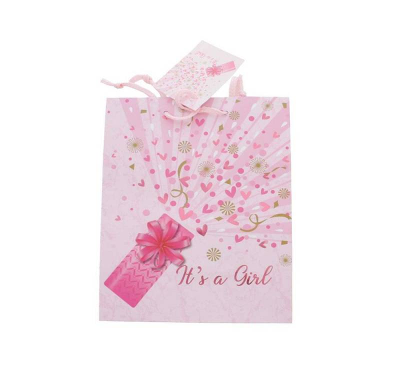 MICA Geschenkbox Geschenktasche - It's a girl - Maße ca. 17,8 x 9,8 x 22,9 cm von MICA